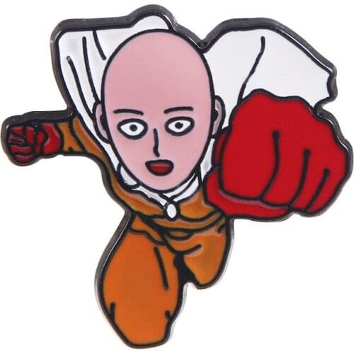 Anime Lovers Accessories One Punch Man Saitama Cute Cartoon Alloy Metal Enamel Bag Clothes Coats Lapel Badge Brooch Pin