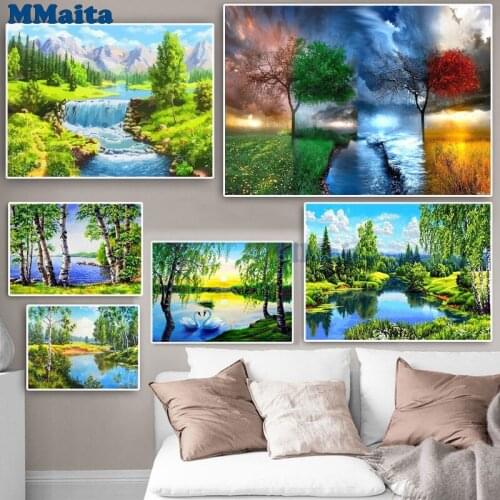 5d Diamond Painting Nature Cross Stitch Diamond Embroidery Tree Landscape Picture Of Rhinestones Home Decor Handmade GG5267