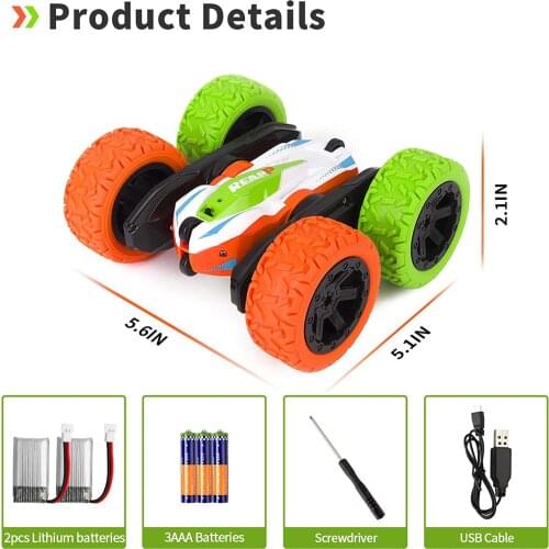 Remote Control Car for Kids 2.4 GHz 4WD RC Stunt Car with Headlights Double Sided 360 Degree Flips Toy for Boys Girls Great Gift