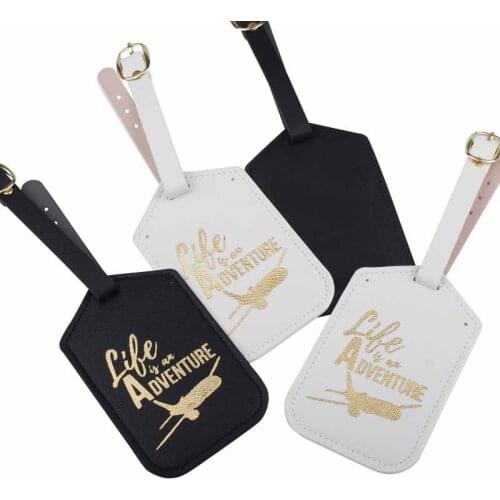 PU Leather Hot Stamping Suitcase Luggage Tag Label Bag Lover Couples Handbag Portable Travel Accessories Name ID Address Tags