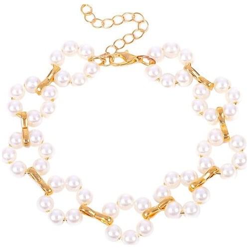 Fashion charms woven pearl womens bracelet retro geometry multi-layer flower string bracelets accessories jewelry for women