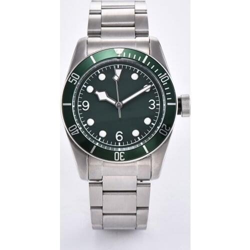 42.5MM watch automatic green dial movement mens luminous pointer sterile mineral glass calendar steel bracelet case D3109