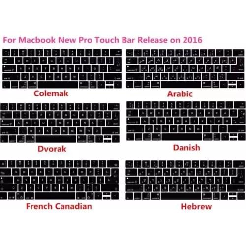 For Macbook New Pro 13" A1706 15" A1707 With Touch Bar 2016 US/EU Silicone Turkish Swedish French Hebrew Keyboard Cover Skin