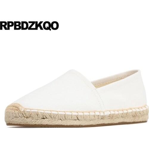 Comfortable 12 44 Round Toe Espadrilles Plain Canvas Shoes 10 Designer White Flats Large Size 11 2019 Slip On Women China Ladies