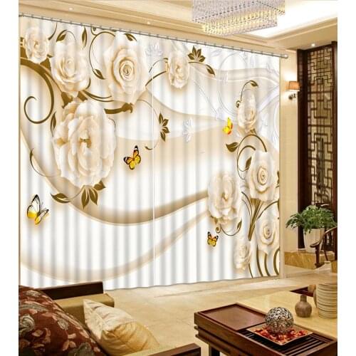 Photo Blackout Window Drapes Luxury 3D Curtains For Living room Bedroom Office Home Beautiful flowers curtain