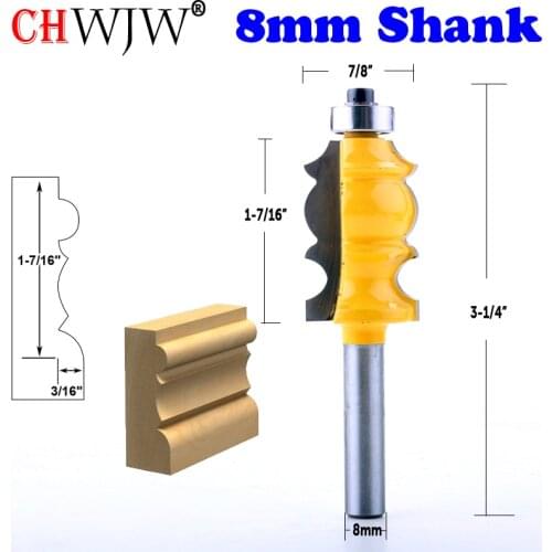 CHWJW 1PC 8mm Shank 1-7/16" Architectural Molding Router Bit Wood Cutting Tool woodworking router bits 16138_8