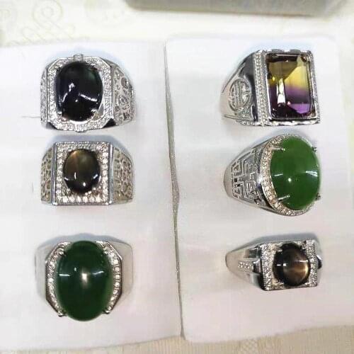 KJJEAXCMY Successful Mens Natural Star Gem Ring Jasper Star Amethyst Support Test