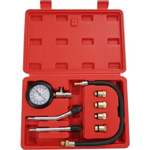 8PCS/Set Petrol Gas Engine Cylinder Gauge Meter Test Pressure Compression Tester Diagnostic Tool Kit Car performance Accessories