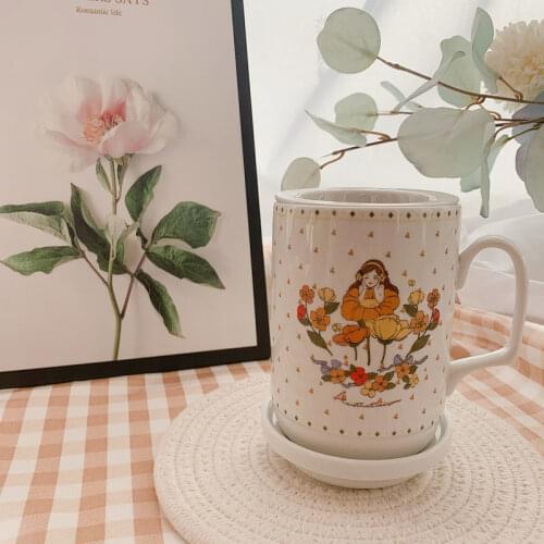 Creative French Mug Ins Ceramics Mugs With Tea Drain and Lid Coffee Mug Milk Tea Cups Drinkware The Best Birthday Gift