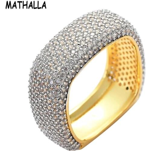 2019 Newest Mens Brass Micro Pave CZ Ring Iced Out AAA+Cubic Zircon Wedding Geometric Square Ring Hip Hop Ring Jewelry