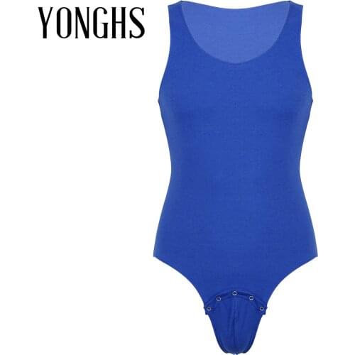 Mens Lingerie Vest Shirt Bodysuit Shirts Deep U Neck Fitness Press Button at Crotch Sexy Age Player Adults Babies Romper Pajamas