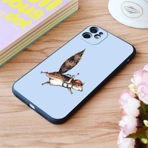 For iPhone Squirrel Skydiving Adventure Print Soft Matt Apple iPhone Case 6 7 8 11 12 Plus Pro X XR XS MAX SE