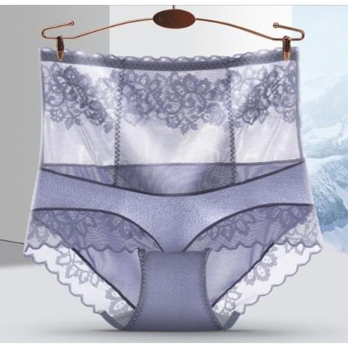 New Lady Sexy Lace Underwear High Waist Shaping Seamless Silk Plus Size Pure Cotton Crotch Briefs
