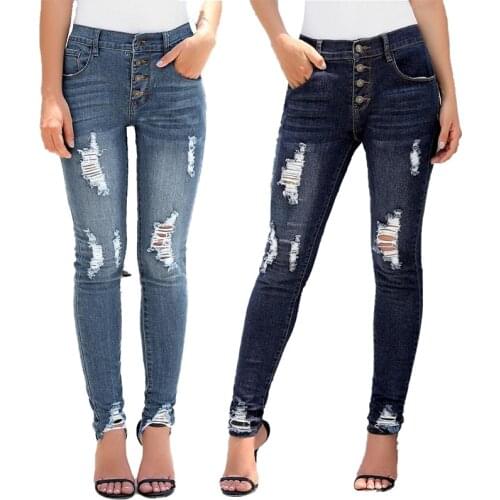 New 2020 Faddish High Waist Jeans Slim Boyfriend Ripped Jeans For Women Push Up Denim Skinny Jeans Mom Plus Size Pencil Pants