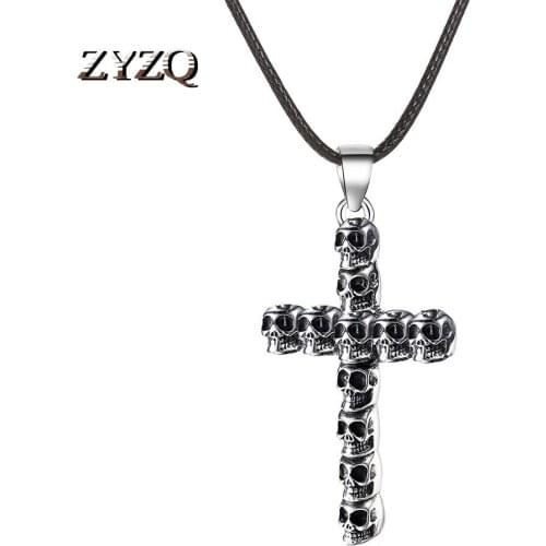 ZYZQ Cross Necklace Retro Trend Skull Neck Chain Gothic Couple Necklace Halloween Accessories