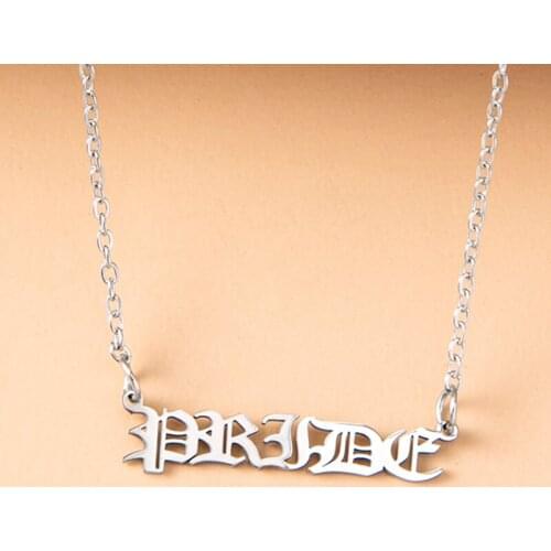 2021 New Stainless Steel Old English Letter Pride Pendant Necklace Fashion Statement Necklaces For Women Jewelry Gift