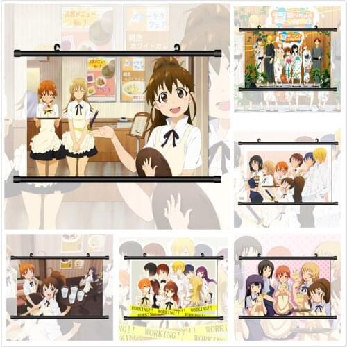 Working Wagnaria Inami Mahiru Taneshima Popura Anime Manga HD Print Wall Poster Scroll