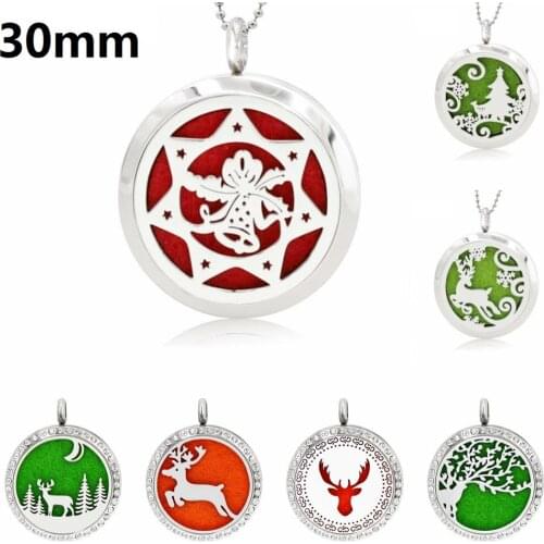 Christmas Bell Reindeer 30mm Aromatherapy Locket 316L Stainless Steel Diffuser Pendant send 10p pads