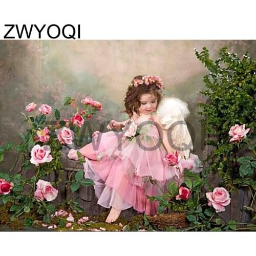 Full Square Diamond painting Cross stitch Girl rose angel wing DIY 3D Diamond mosaic Full Round Diamond embroidery rose angel