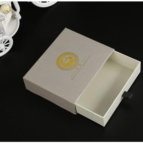 Luxury Rigid Cardboard Paper Ribbon Handle Gift Ring Necklace Packaging Sliding Drawer Box Jewelry Custom Logo ---PX11436