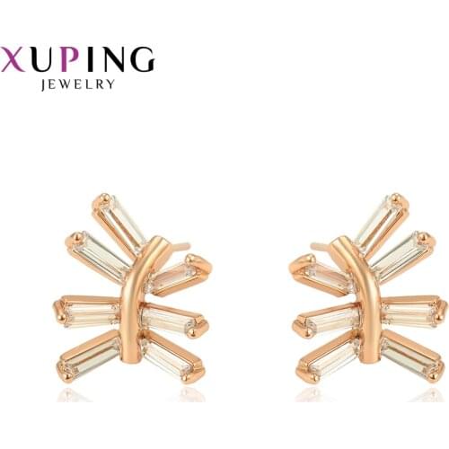 Xuping Jewelry Fashion New Rose Gold Color Synthetic Cubic Zirconia Studs Earrings for Ladies 97483