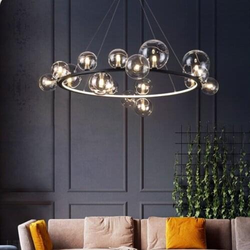 Nordic Style Glass Ball Livingroom Led Pendant Lamp Art Molecular Restaurant Cafe Hotel Hall Decor Suspension Lights