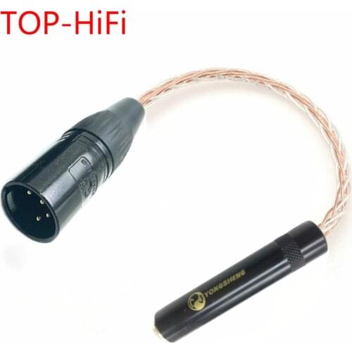 TOP-HiFi 8 cores Copper Silver mixed Hifi 4-Pin XLR Male Balanced to 6.35mm 1/4 Female Audio Adapter Cable