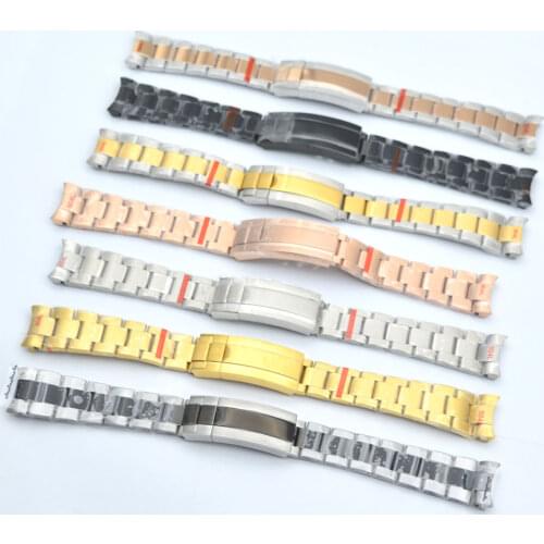 High quality solid stainless steel watch band folding buckle strap Silver/rose gold/PVD black