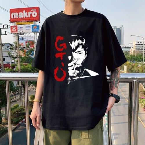 Harajuku Funny Anime Great Teacher Onizuka T Shirt Men Short Sleeve GTO Manga Tshirt O-neck Cotton Tee Top Japan Eikichi T-Shirt