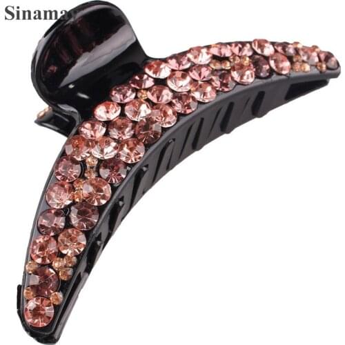 Ladies Shiny Crystal Hair Claws Colorful Hairclip Barrettes Women Hair Clip Banana Hair Clip Rhinestone Hair Accessories