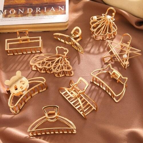 2021 New Geometric Metal Hair Claw Clips Makeup Hair Styling Barrettes for Women Hair Accessories