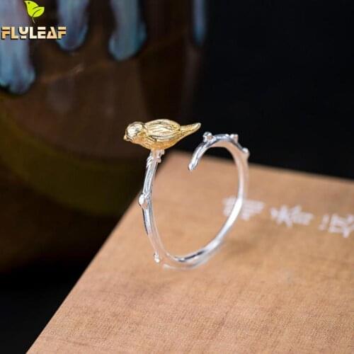 925 Sterling Silver Branch Magpie Open Rings For Women China Vintage Jewelry Female Handmade Gift Accessories Flyleaf New
