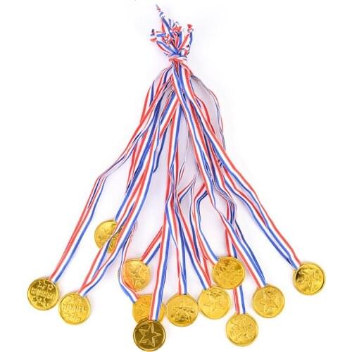 12x Children Gold Winners Medals Kids Game Sports Prize Awards Party Plastic