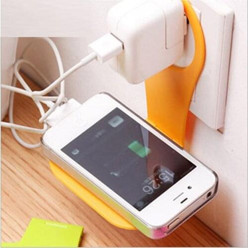 4Pcs Foldable Random Color Plastic Cell Phone Stand Holder Wall Charger Hanger Holder Cradle Universal Adjustable Charging Rack