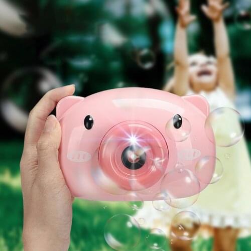 Automatic Funny Cute Cartoon Pig Animal Soap Children Bubble Maker Camera Bath Wrap Machine Toys Bubble Gifts for Kids and Girls