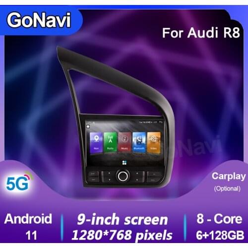 GoNavi android 11 car radio Central Multimedia intelligent system tonch screen with gps Navigation carplay For Audi R8 2007-2015