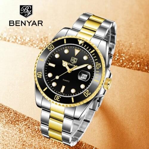 2021 New BENYAR Business Sports Mens Quartz Watches Luxury Brand Stainless Steel Waterproof Men Wrist Watch Relogio Masculino