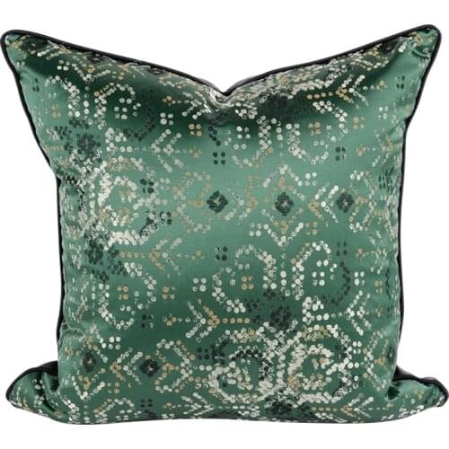 DUNXDECO Art Home Cushion Cover Decorative Pillow Case Luxury Emerald Color Vintage Geometric Jacquard Sofa Chair Coussin
