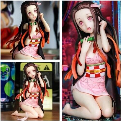 12cm Demon Slayer Blade Anime Figure Kamado Nezuko Kneeling Posture Sexy Manga Statue Kimetsu No Yaiba Action Figure Model Toys