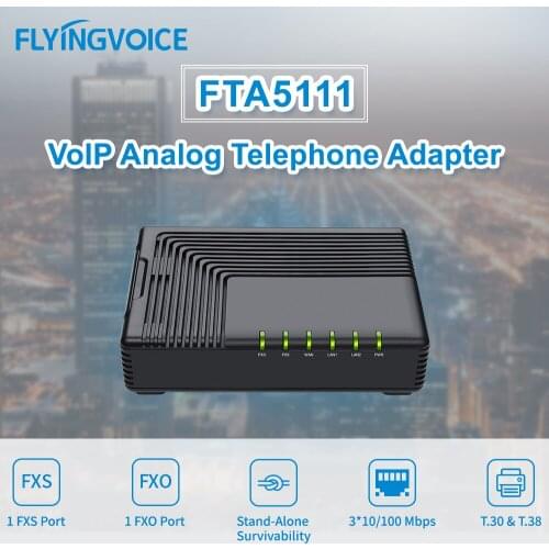 FLYING VOCIE VOIP Adapter FTA5111 With 1 FXS&FXO Port 1 SIP line VoIP Gateway Connect Analog Phone as IP Phone PSTN Call Suppot
