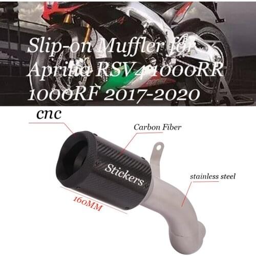 Slip-on Muffler for Aprilia RSV4 1000RR 1000RF 2017-2020 Motorcycle Carbon Fiber Escape No DB Killer Exhaust Reserve Catalyst