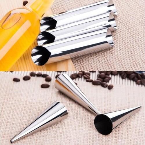 Hot Sell 3pcs/lot Stainless Steel Spiral Tube Cones Horn Spiral Baked Croissants DIY Essential Horn Baking Cake Mold