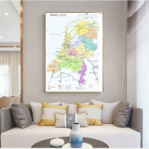 60*90cm Map of the Netherland Provinces Wall Art Poster Canvas Painting Living Room Home Decoration Office School Supplies