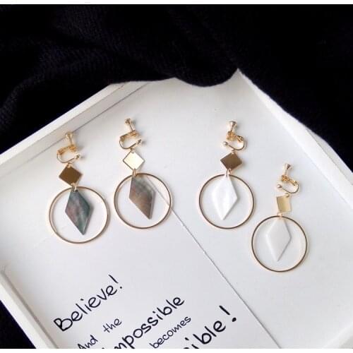 Korean Cute Geometry Simple Earrings Brincos No Hole Ear Metal Round Clip Earring Without Piercing Charm Handmade Jewelry Gifts