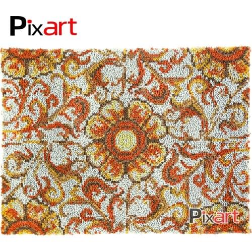Latch Hook Rug Brown Mandala Crocheting Tapestry Kits DIY Carpet Rug Chunky Yarn Needlework Knitted Floor Mat Hobby & Crafts