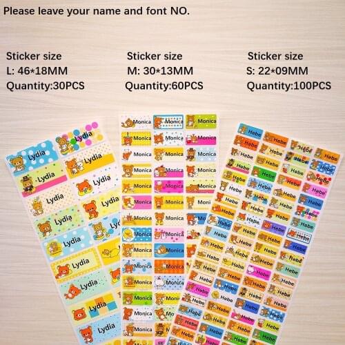 Colorful customizable name stickers waterproof anti-tear scrapbooking accessories labels vintage BEAR stickers