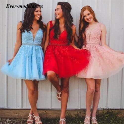 Lace Short Homecoming Dress For Women Appliques Beaded Above Knee Length Sleeveless Teen Graduation Dresses Cocktail Prom Gowns