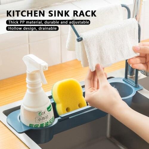 Kitchen Telescopic Sink Rack Organizer Drainer Rack Storage Basket Bag Faucet Holder Adjustable Bathroom Holder Sink Kitchen Too