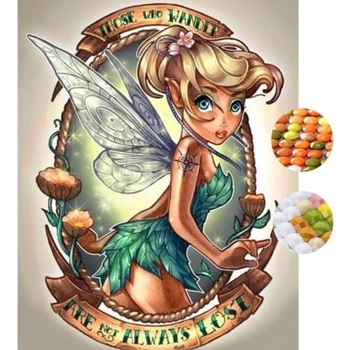 YIKEE 5D Diamond Painting Kit Full Drill " Butterfly Girl " Round / Square DIY Diamond Embroidery Wall Hanging dp360