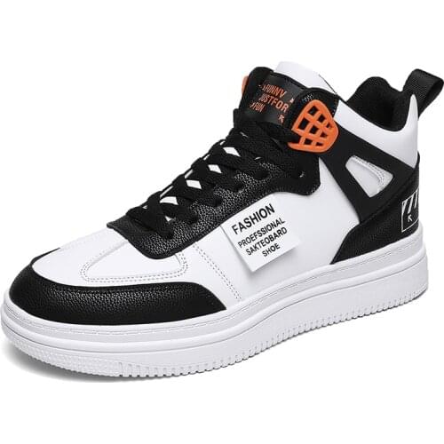 Womens Mens PU Leather Skateboarding Trend High Top Platform Shoes Men 2021 Spring Designer Vulcanized Shoes Brand Sneakers